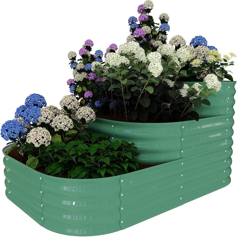 5 x 3.5 x 2.5FT (30Inch Deep) 3-Tier Galvanized Steel Raised Garden Bed Kit - Planter Box Green - Green