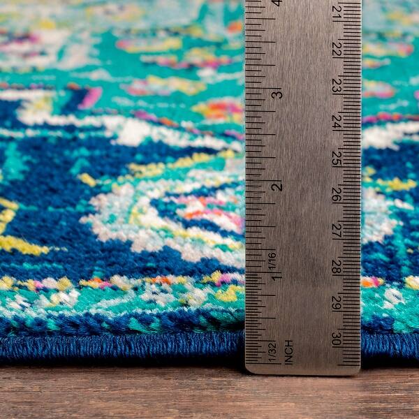 dimension image slide 1 of 2, Livabliss Padma Traditional Teal Area Rug