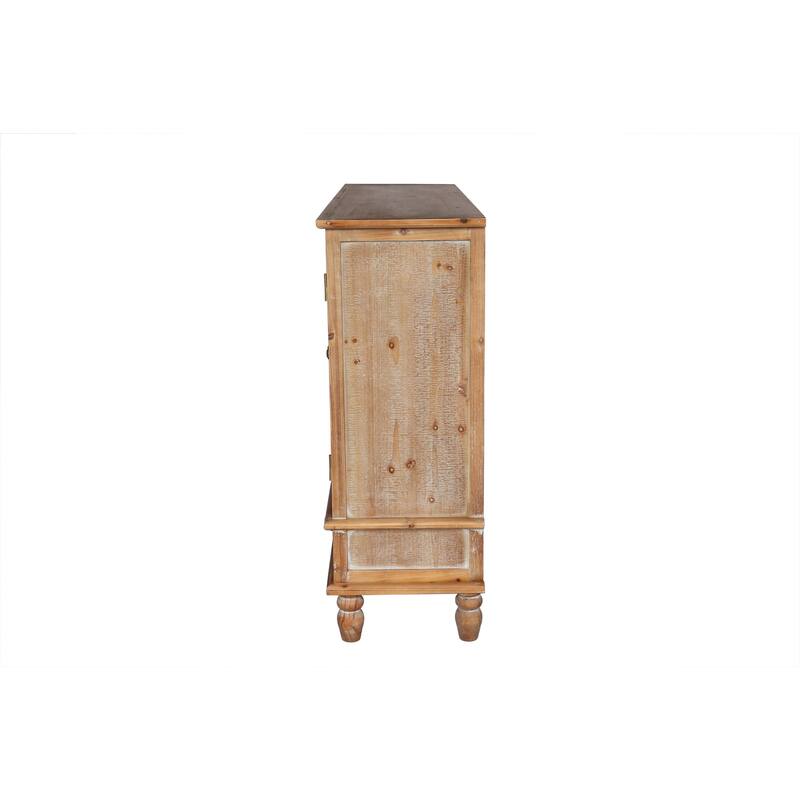 Rustic Accent Storage Cabinet with 3 Drawers & Adjustable Shelves, 4 Doors Sideboard Entryway Cabinet for Living Room Hallway