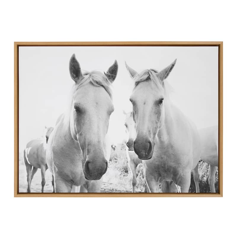 Kate and Laurel Sylvie Camargue Horse Framed Canvas by Laura Evans - 28x38 - Plastic - Natural