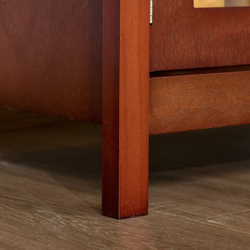 HOMCOM Kitchen Storage Sideboard Cabinet with Open Shelf, Glass Door Cabinet and Adjustable Shelves