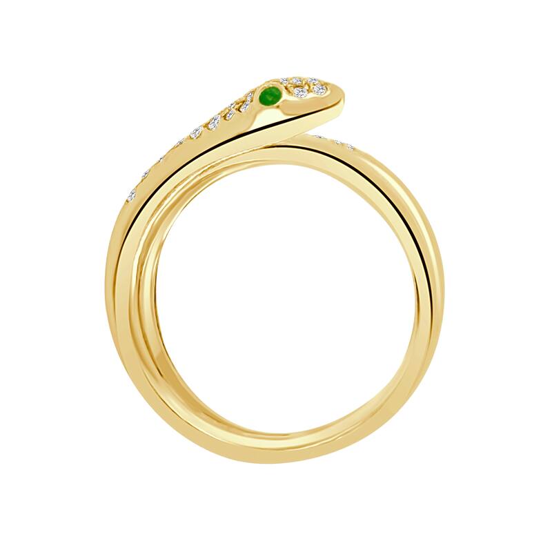 Auriya 14k Gold Diamond and Emerald Snake Wrap Ring 0.38 ct. tw. (F-G, VS)