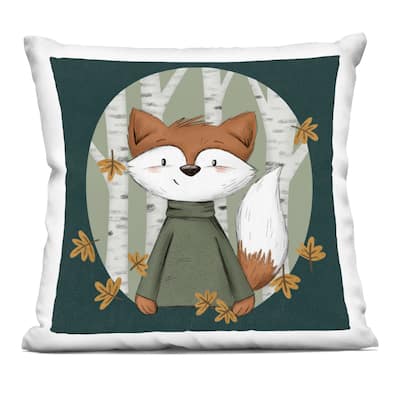Stupell Autumnal Fox & Birch Trees Decorative Printed Throw Pillow Design by Sarah Hickman