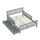 preview thumbnail 14 of 59, Vertical Headboard Footboard Platform Bed Frame, Both Side Guardrails, Wooden Slat Panel Bed with 2 Storage Drawers
