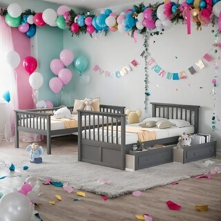 Convertible Twin Over Twin Bunk Bed With Drawers