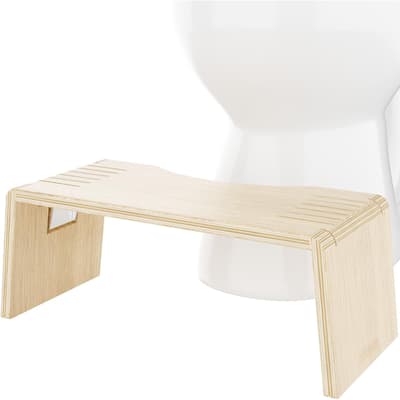 Squatty Potty Oslo Oak Folding Toilet Stool, Compact Stylish and Space-Saving Design for Better Bathroom Posture