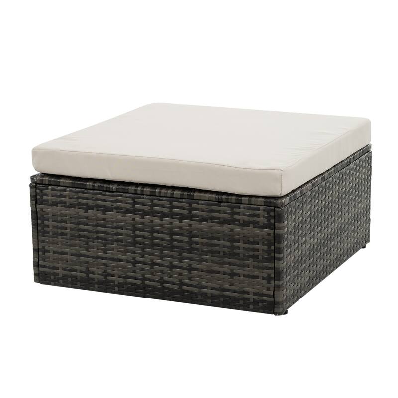 6-Piece Wicker Patio Conversation Set with Dark Blue Cushions