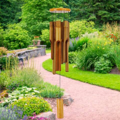 Bamboo Wind Chimes Outdoor,Wooden Wind Chimes with Melody Deep Tone