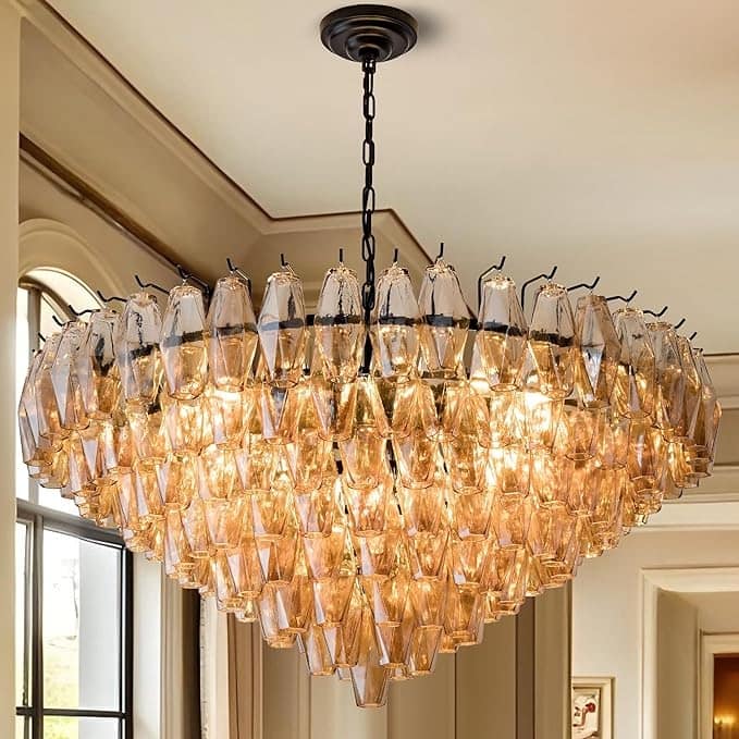 KAYLA 37in Modern Extra Large Black Chandeliers - 36in - Black