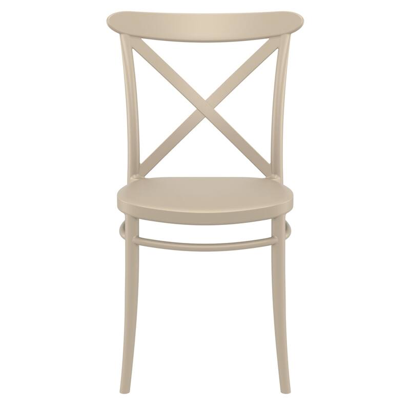 34.25" Taupe Brown Patio Cross Armless Dining Chair