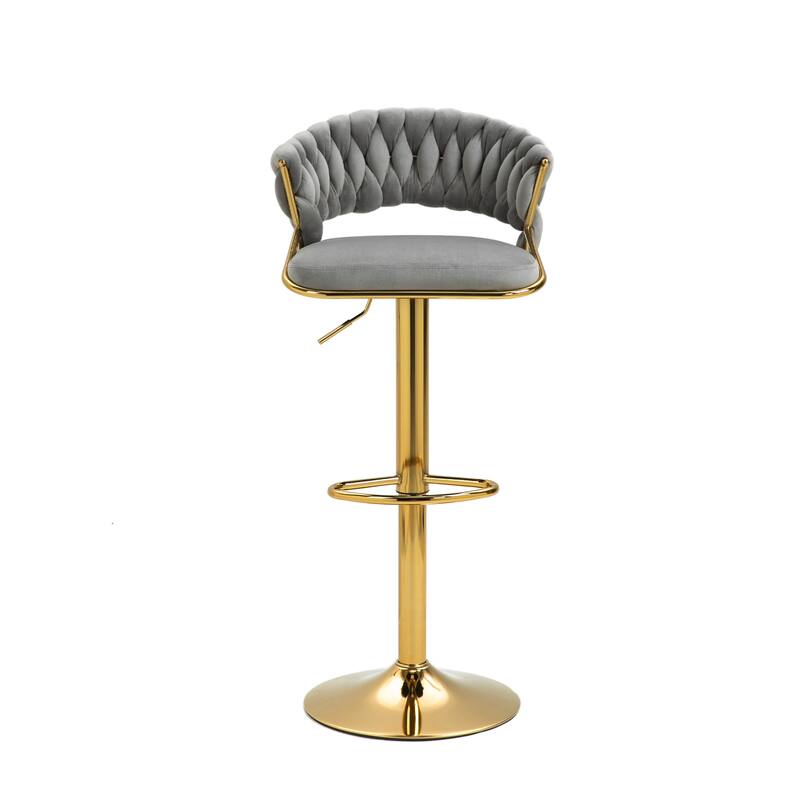 Set of 4 Modern Velvet Adjustable Bar Stools with Backs