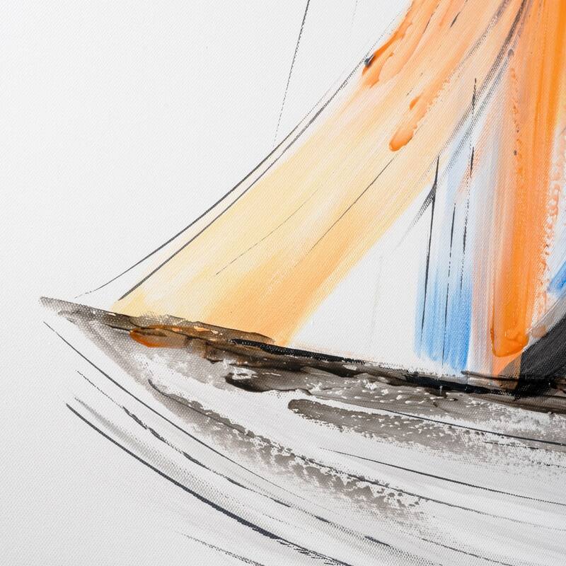 Schooner Winds Hand Painted Framed Canvas