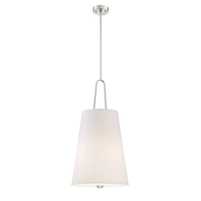 Designers Fountain Studio 15" Wide 3 Light Pendant with Off White - Satin Platinum