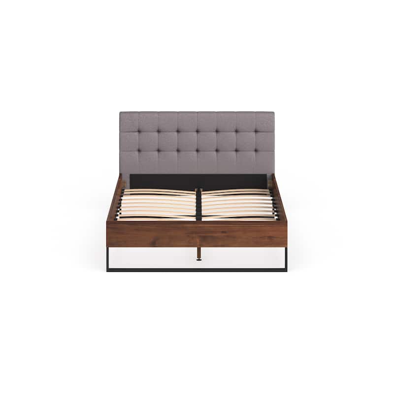 Industrial Mixed Material Platform Bed with Headboard by Baxton Studio