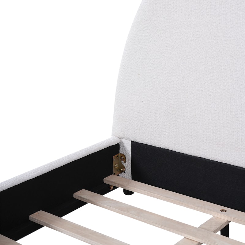 Christopher Knight Home - Luis Boucle Upholstered Bed Frame with Half-Round Headboard