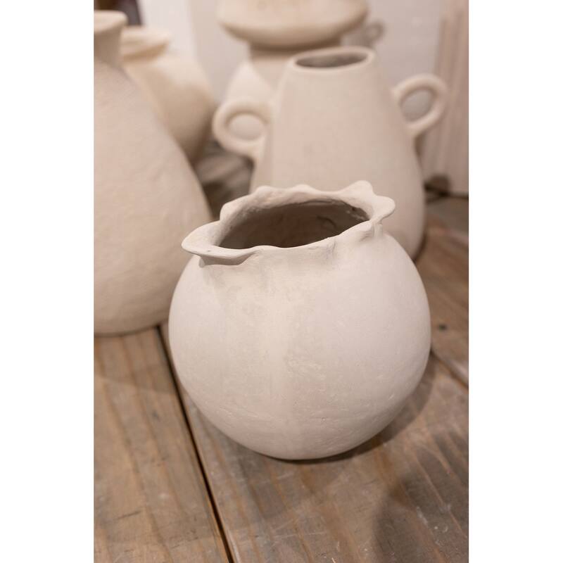 Paper Mache Pot - 7.5" - White