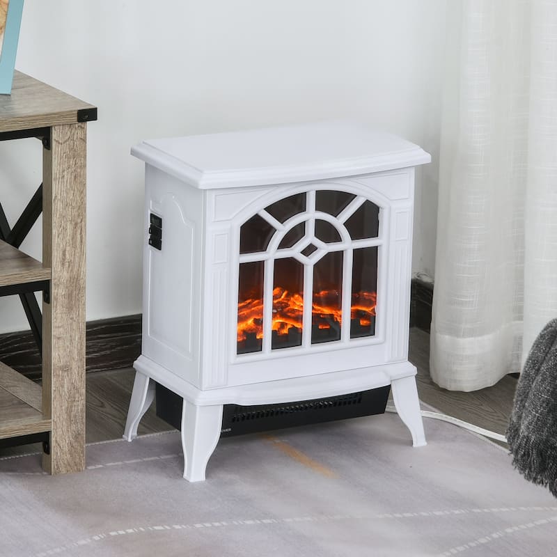 HOMCOM 16" 1500W Freestanding Indoor Electric Fireplace Heater - White