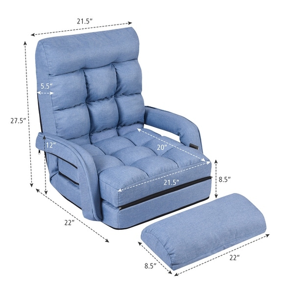 Costway Folding Floor Armchair w 6 position Adjustable Back