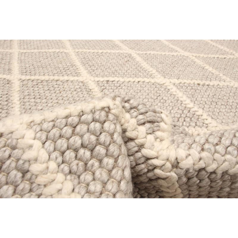 ECARPETGALLERY Braid weave Sienna Khaki Wool Rug - 5'10 x 5'10