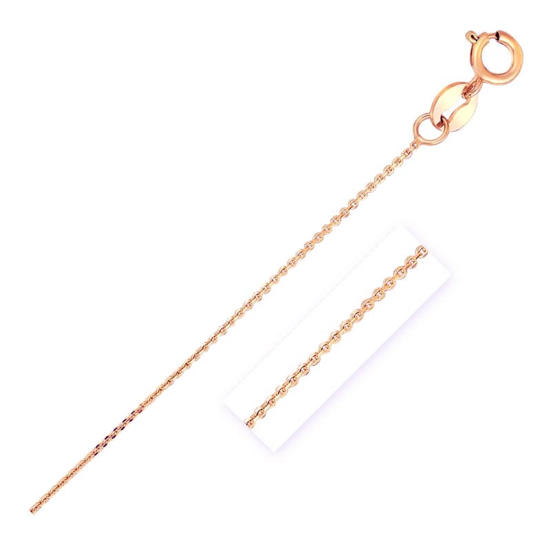 14k Rose Gold Cable Link Chain Necklace 0.7mm