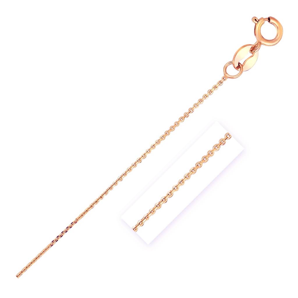 14k Rose Gold Cable Link Chain Necklace 0.7mm