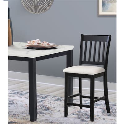 Counter Height Dining Chairs Rustic Backrest Neutral Color (Set of 2)