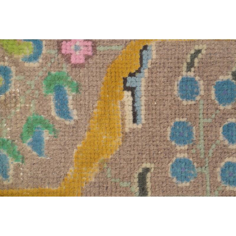Hand Knotted Oriental 100% Wool Carpet Traditional Floral Navy Blue & Blues Tabriz Area Rug - 9' 8'' X 6' 6''