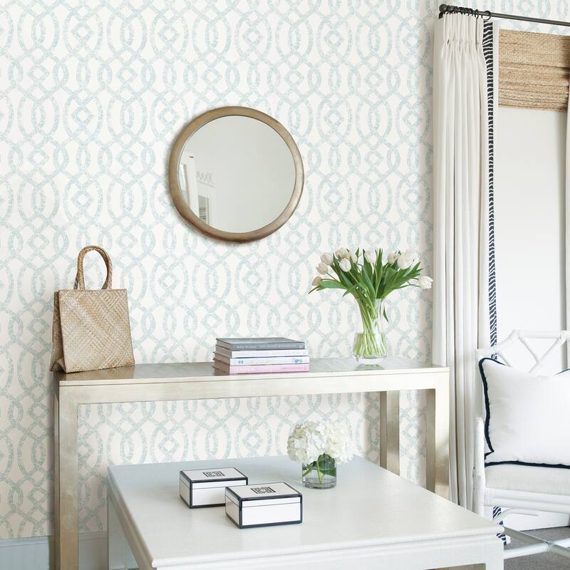 A-Street Prints Ethereal Sky Blue Trellis Wallpaper