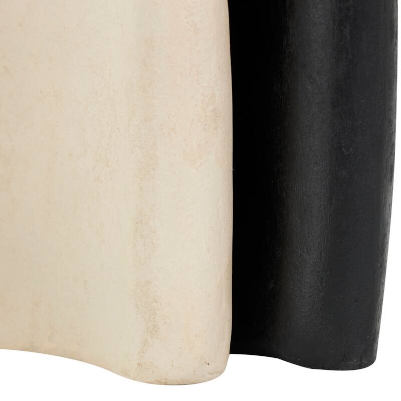 Cream Paper Mache Nesting People Decorative Sculpture with Black Accent Piece (Set of 2)