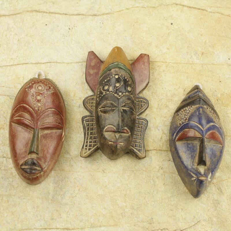 Novica Handmade Mawunyo African Wood Masks (Set Of 3)