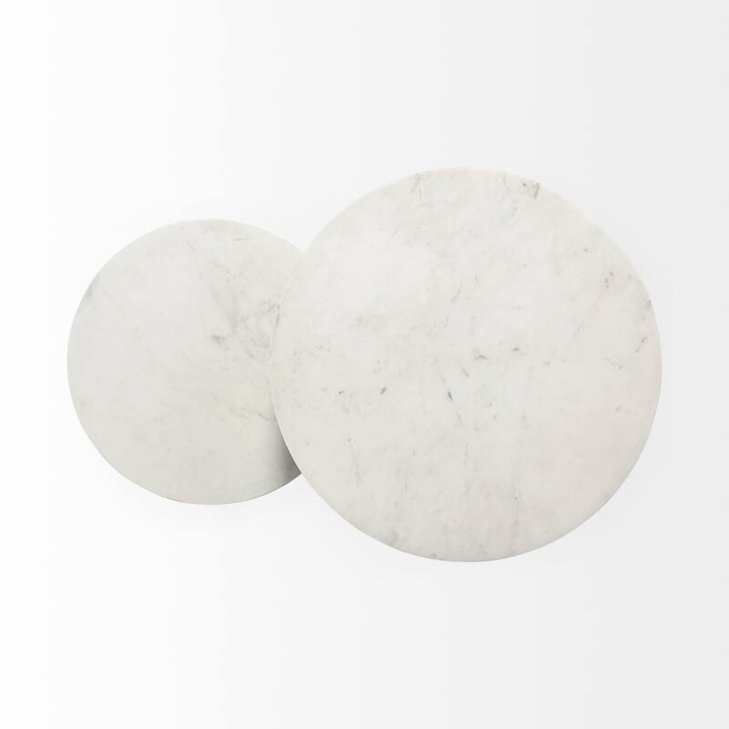 HomeRoots 21" Black And White Marble Round End Table - 15' X '20.9' X '15
