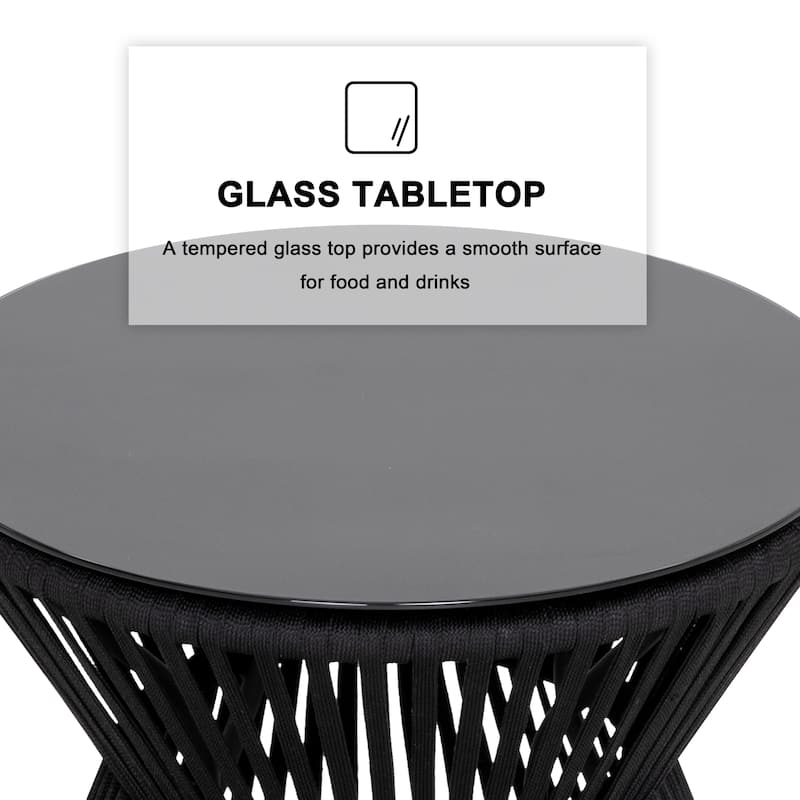 Outdoor 3-Piece Patio Bistro Set, 1 Coffee Table and 2 Chairs, Black