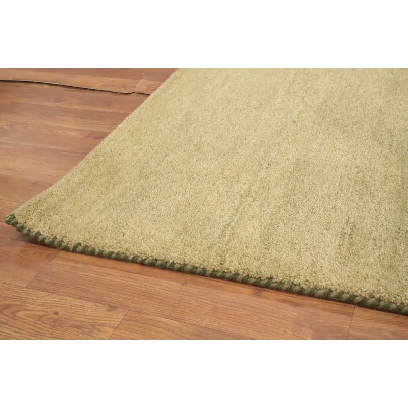 Hand Knotted Oriental 100% Wool Carpet Modern Stripe Green Gabbeh Area Rug - 8' 0'' X 5' 7''