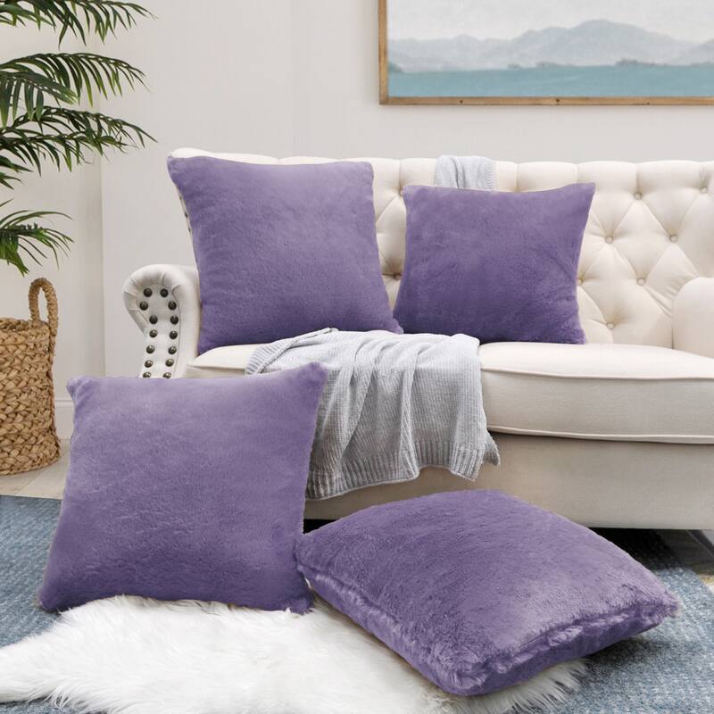 Fauxfur Pillow Shell Set 20'X20" - Chinese Violet