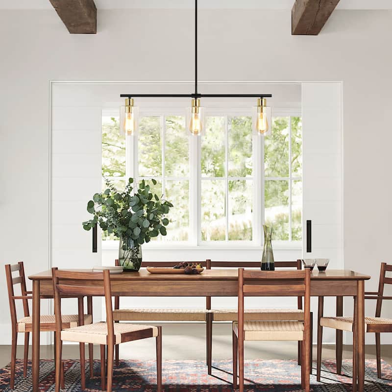 Modern Linear Ceiling Hanging Light 3-Lights Industrial Pendant Light with Adjustable Height for Living Room, Foyer - N/A