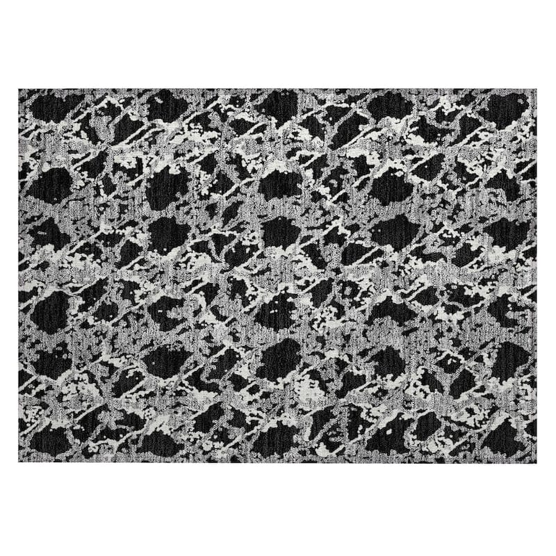 Machine Washable Indoor/ Outdoor Abstract Modern Chantille Rug
