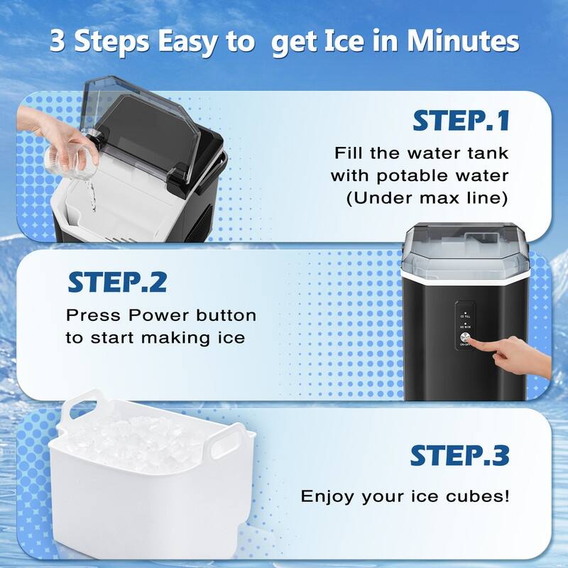 Ice Makers Countertop, Portable Ice Maker Machine with Handle, Self-Cleaning Ice Maker, Ice Scoop and Basket