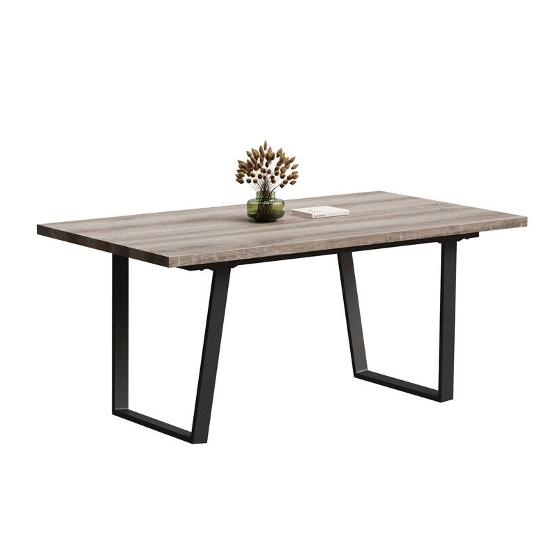 Modern Dining Table with Waterproof MDF Top, Easy to Clean & Assemble