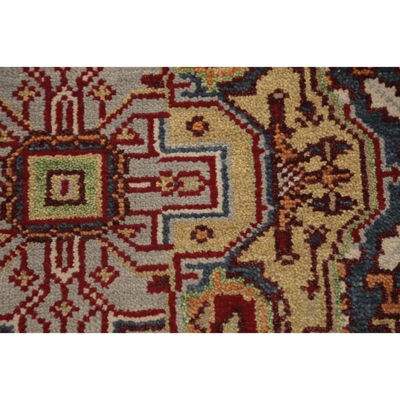 Hand Knotted Oriental 100% Wool Carpet Traditional Medallion Greys & Charcoal Heriz (serapi) Area Rug - 6' 2'' X 4' 1''