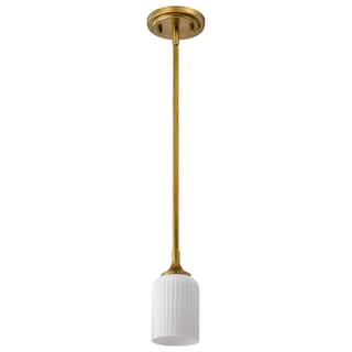 Solara Mini Pendant Natural Brass Finish Frosted Ribbed Glass - Natural Brass