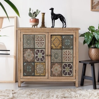 Retro 2-Door Accent Storage Distressed Cabinet