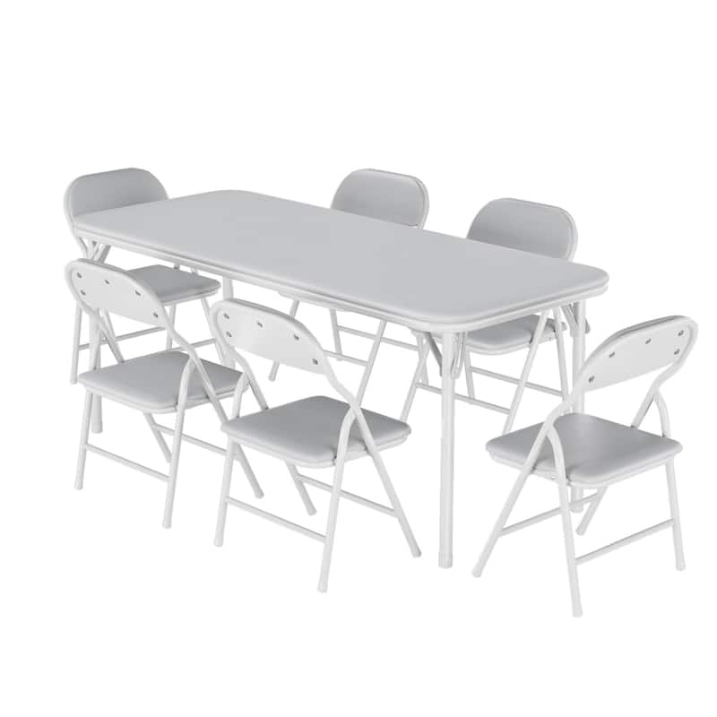 7 Piece Boys Girls Folding Table and Chairs Set, Activity Table and Chairs Set