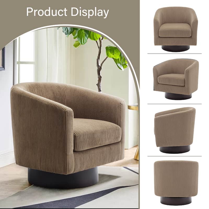 Corduroy Upholstered Swivel Barrel Chair