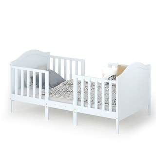 Gymax 2-in-1 Convertible Toddler Bed Kids Wooden Bedroom Furniture w/