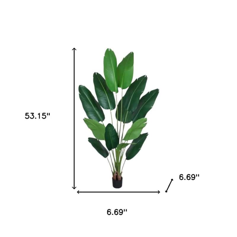HomeRoots Set of two 71" Green Artificial Banana Leaf Tree in a Black Pot - 6.69 in. x 70.87 in. x 6.69 in.