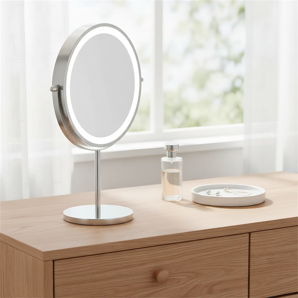 1X/10X 360 Rotation Makeup Mirror w/ Lights and 3 Color Lighting Dimmable