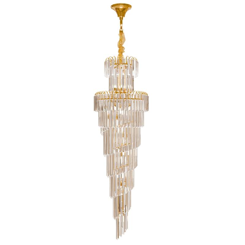 Extra Large Long Grand Spiral Crystal Chandelier Ceiling LED Tiered Pendant Light with Gold Frame