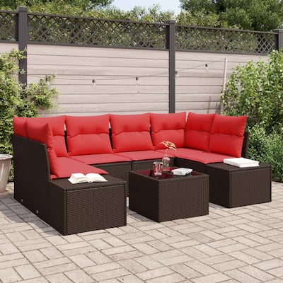 vidaXL 7 Piece Garden Sofa Set with Cushions - 92.1×60.6×27.2