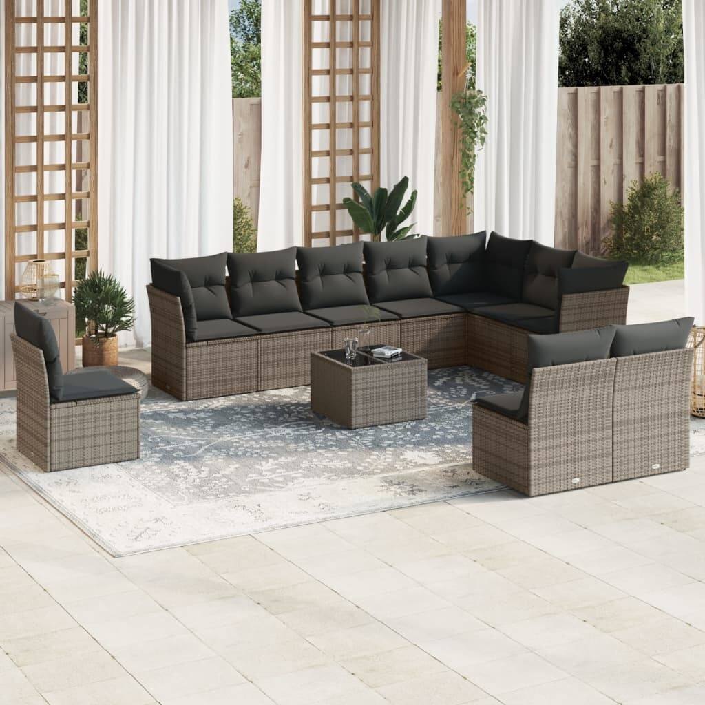 vidaXL Garden Sofa Set Grey PE rattan Large Modular Garden Sofa Set - 24.4 x 24.4 x 27.2