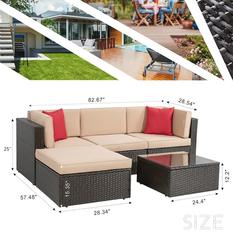 Futzca 5-Piece PE Wicker Outdoor Patio Furniture Set